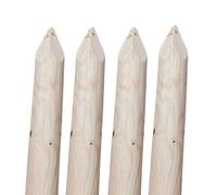 TIMBERMIK ø 6cm Lot de 4 Piquet Cloture Bois Longueur: 240 cm Poteaux De Clôture De Jardin Non Imprégné Résistant Aux Intempéries Palissade Tuteurs avec Pointe