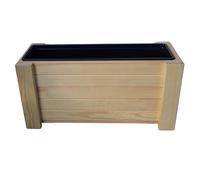 TIMBERMIK Jardinière Bac À Fleurs en Bois Brut 62,5 x 21,5 x 30 cm Rectangulaire Grande Taille pour Extérieur Intérieur Pot De Fleurs pour Jardin Balcon Terrasse