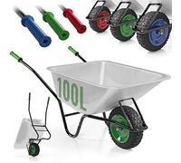 TIMBERTECH® Brouette Jardin - Pneumatique Ø 40cm, Capacité 100l, Galvanisé, Charge Max 210kg, Couleur au Choix - Chariot Chantier, Transport, Jardinage (Vert)