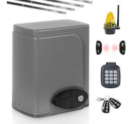 TIMBERTECH® Motorisation pour Portail Coulissant - 2 Télécommandes, 8 Crémaillères, Clavier, max. 600 kg, 280 W, Noir/Gris - Ouvre-Porte Automatique, Moteur des Portes Coulissantes