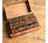 Timbre Artisanal En Bois Pour Enfant, 71 Pièces, Diy Bricolage, Alphabet Vintage, Numéro, Lettre, Scrapbook
