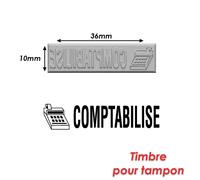 Timbre caoutchouc pour tampon encreur 40x10mm Comptabilisé