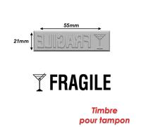 Timbre Caoutchouc Pour Tampon Encreur 55x21mm Fragile
