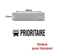 Timbre caoutchouc pour tampon encreur 55x21mm Prioritaire
