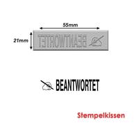 Timbre Caoutchouc Pour Tampon Encreur 55x21mm Texte Allemand Beantwortet