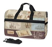 Timbre De Cartes Postales Anciennes Sac de Sport de Natation de Sport avec Compartiment À Chaussures Sacs de Sport À Bandoulière Sac À Main pour Voyage Femmes Filles