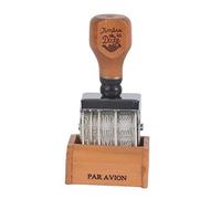 Timbre de date 9 chiffres tampon à rouleaux personnalisé alphabet anglais numéro symbole roue à roulettes timbre avec poignée en bois pour le ...