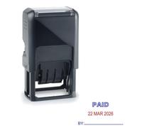 Timbre de date payée - Tampon auto-encreur double rouge/bleu - 39 x 23 mm