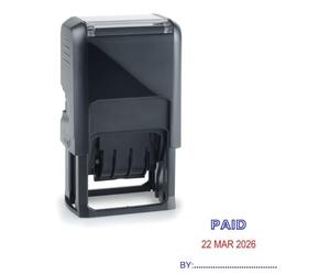 Timbre de date payée - Tampon auto-encreur double rouge/bleu - 39 x 23 mm