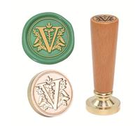 Timbre de sceau de cire européen fait à la main, pointes en laiton interchangeables et poignée en bois de hêtre pour lettres, cadeaux
