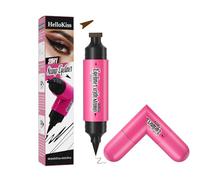 Timbre eyeliner rotatif, Timbre eyeliner de longue durée et ensemble de crayon pour maquillage oculaire précis, outil eyeliners à double extrémité pour ailes définies lisses (Brown)