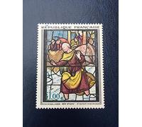 timbre France 1963. Collection Peinture n 1377 Neuf sans charnière. Vitrail à Conches