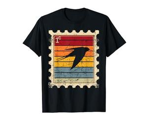 Timbre-poste avec une hirondelle au coucher du soleil T-Shirt