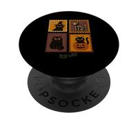 Timbre-Poste d'halloween Amusant pour Amoureux des Chats PopSockets PopGrip Adhésif