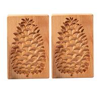 Timbres à biscuits, moule à biscuits en forme de pomme de pin 2 pièces 5, 1x3, 2 pouces moules en bois 3D tampons bricolage moule antiadhésif dégagement facile pour Noël, moules en bois