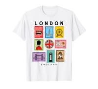 Timbres de Collage d'icônes de Londres - Culture Britannique T-Shirt