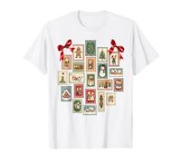 Timbres de Noël Vintage Collage Motif Vacances T-Shirt