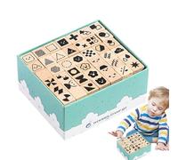 Timbres En Bois - Kit De Timbres Artisanaux Pour Tout-petits | Kit De D'impression D'estampage D'animaux Géométriques, Tampons Géométriques Mignons Dans Un Coffret De 42 Fournitures De Sc