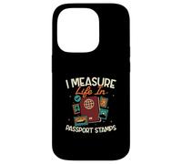 Timbres I Measure Life in Passport Agence de Voyage Agence de Voyage Coque pour iPhone 14 Pro