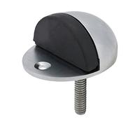 TIMCO Butée de porte ovale - Chrome satiné - Fixation au sol - Pointe tampon de protection en caoutchouc - 47 mm
