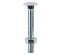 TIMCO BZP Boulon de carrosserie et écrou hexagonal M6 x 100 Zinc Lot de 4
