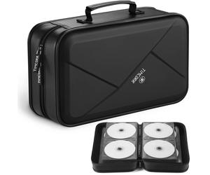 TIMCORR tui de rangement pour CD et DVD : 144 capacits, organiseur de botiers de DVD, portefeuille portable, classeur de transport de protecti