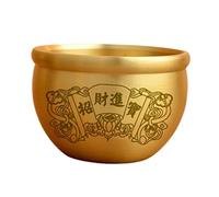 Timcryxient Bol feng Shui en laiton - Bol de prospérité - Bol à riz - Cylindre - Pour la maison ou le bureau - Doré - 7,3 x 5,3 cm