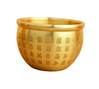 Timcryxient Bol Feng Shui en laiton, cylindre de riz de prospérité pour chambre à coucher, doré, 7,3 x 4,8 cm