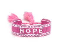 Timcryxient Bracelets en corde réglables avec pompons tissés pour une déclaration de mode chic Verrouillage manuel des bords Bracelet en polyester tissé à la main Kaki amour, Shiny pink - hose
