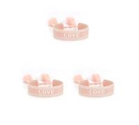 Timcryxient Bracelets en corde réglables avec pompons tissés pour une déclaration de mode chic, verrouillage manuel en bordure, bracelet en polyester tissé à la main, kaki amour, Light Pink Love