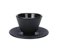Timcryxient Ensemble de dessous de verre en fonte avec soucoupe rétro Kung | En fonte de qualité, compact, portable, style japonais, vintage, pour maison, restaurant, tasse à thé