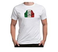 Time 4 Tee T-shirt inspiré de Lancia Fulvia - Drapeau de l'Italie - Voiture de sport italienne vintage - Voiture de sport classique des années 1970 - Blanc - X-Large