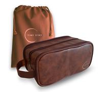 Time Dime Trousse de toilette pour homme de qualité supérieure avec cordon de serrage - Durable et résistant à l'eau - Organiseur de voyage en aspect cuir pour le rasage, le toilettage et l'hygiène