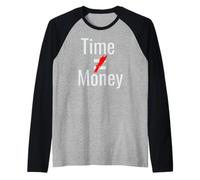Time Does Not Equal Money Stried Out Rouge Manche Raglan