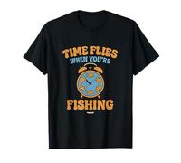 Time Flies When Fishing Horloge rétro en Forme de Poisson T-Shirt