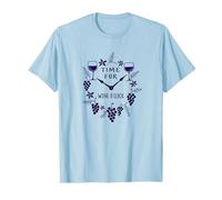 Time for Wine O'Clock Elegant Wine Lover's T-Shirt, Homme, Bleu Céleste, XXL