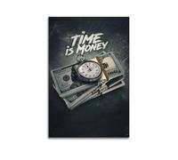 Time Is Money Décoration murale moderne à suspendre sur le thème de la finance 20 x 30 cm