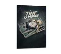 Time Is Money Décoration murale moderne à suspendre sur le thème de la finance 50 x 75 cm