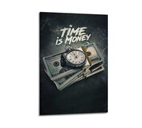 Time Is Money - Impression sur le thème de la finance - Poster de motivation - Impression sur toile pragmatique - Décoration murale moderne pour chambre à coucher familiale - 16 x
