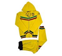 Time Is Money Survêtement à capuche pour homme, double rasta rayures, veste et pantalon de jogging, jaune, L
