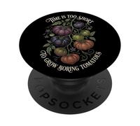 Time is Too Short to Grow Boring Tomates Vintage Graphic PopSockets PopGrip Adhésif