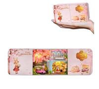 Time Message Box Kit de maison de poupée miniature Enchanted Encounter, avec éclairage LED, boîtier en tôle avec fermeture coulissante, modèle 3D, cadeau créatif (printemps)