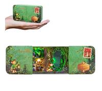 Time Message Box Kit de maison de poupée miniature Enchanted Encounter, avec éclairage LED, boîtier en tôle avec fermeture coulissante, modèle 3D, cadeau créatif (lieux mystérieux)