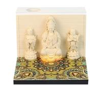 Time Piece Calendar 2026, Roman Colosseum Calendar, 3D Paper Carving Art Memo Pad with DIY Tear Away Page for Office Desk Decor Home (Guanyin)