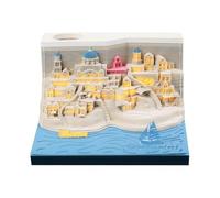 Time Piece Calendar 2026, Roman Colosseum Calendar, 3D Paper Carving Art Memo Pad with DIY Tear Away Page for Office Desk Decor Home (Santorini)