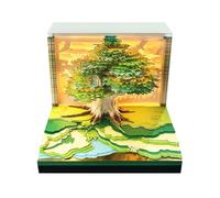 Time Piece Calendar, Desk Calendar, 3.35x3.35x2.64 inches, 2026 3D Sculpture Tear Away with Treehouse River Design, Artistic Daily Planner for Home School Commute Holiday Decor Teachers Students
