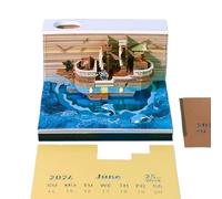 Time Piece Calendar - Pirate Ship Tear-Away 3D Paper for Creative Decor, Holiday Ornament with Intricate Detail, Sculpture, Desk Display for Family, Workplace, School, Home, Festival