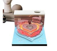 Time Piece Calendrier 2025 - Bloc-notes 3D créatif, présentoir de bureau design Saint-Valentin, organisateur de papier pliable, décoration lumineuse LED | pour le bureau à domicile, l'étude, les amate