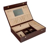 Time Resistance Boîte À Bijoux En Cuir - Organiseur De Bijoux En Cuir Pleine Fleur - Boîte De Rangement D'accessoires Pour Femme - Étui À Bijoux En Cuir Véritable (Marron)