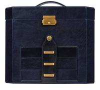 Time Resistance Boîte à bijoux en cuir | Organiseur de bijoux en cuir pleine fleur | Boîte de rangement pour accessoires marron avec serrure à clé pour femme (bleu)